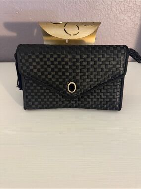 Black Woven Envelope Crossbody Bag - Unbranded